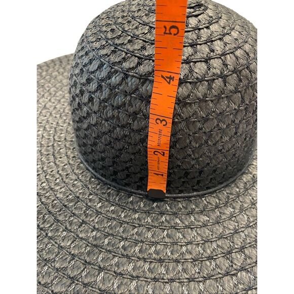 Wide Brim Black Straw Sun Hat Women Beach Floppy Summer Travel Gothic Goth - Picture 7 of 8